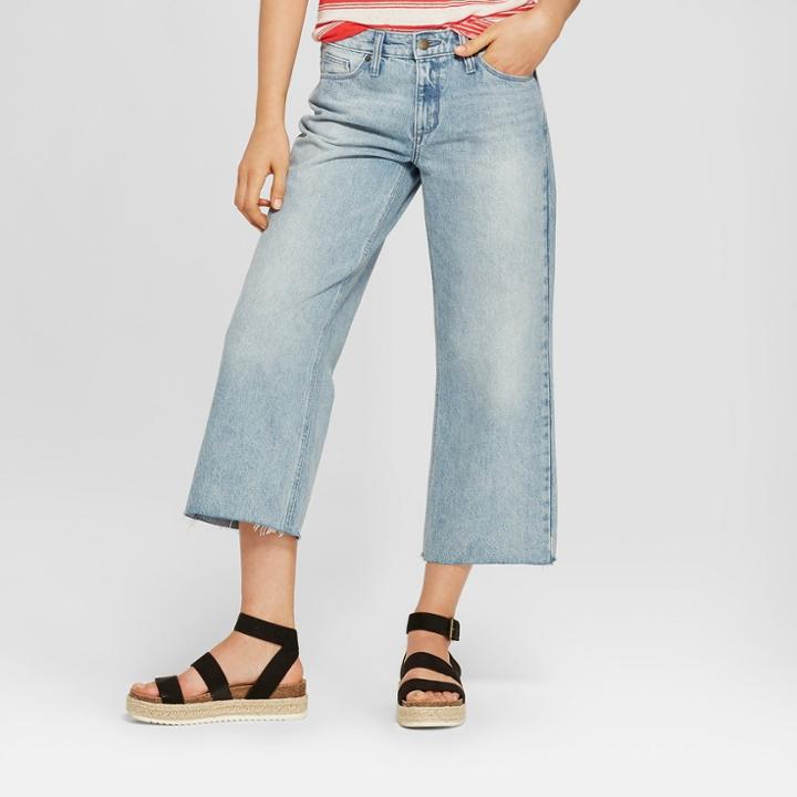 Women's High-rise Wide Leg Crop Jeans - Universal Thread Light Wash