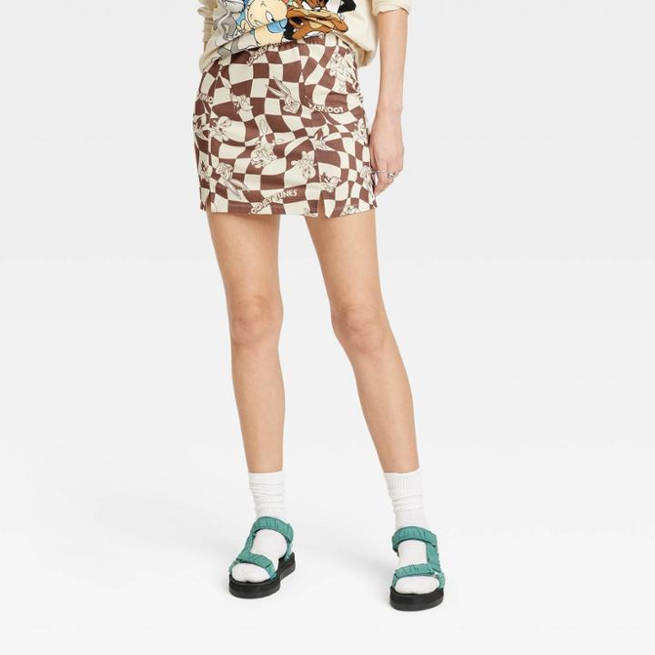 Women's Looney Tunes Graphic Mini Skirt - Brown