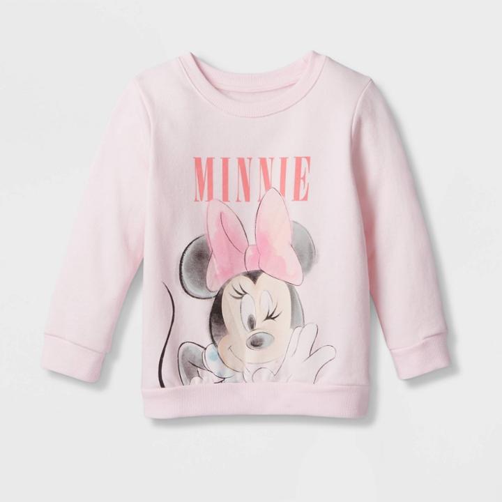 Toddler Girls' Minnie Mouse Graphic Pullover Sweatshirt - Pink