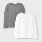 Boys' 2pk Long Sleeve T-shirt - Cat & Jack Charcoal Gray/white