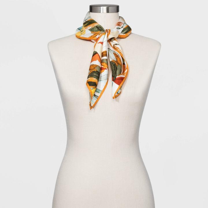 Women's Floral Silk Square Scarf With Gift Box- A New Day Light Yellow, Women's,