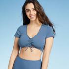Women's Tunnel Front Sleeve Bikini Top - Kona Sol Mudstone Blue
