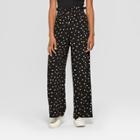 Women's Polka Dot Button Front Wide Leg Pants - Xhilaration Black/white