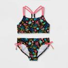 Girls' Cheetah Print 2pc Bikini Set - Cat & Jack Xs, Black/green/orange