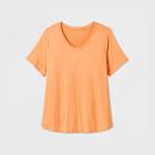 Women's Plus Size Short Sleeve Scoop Neck Relaxed T-shirt - Ava & Viv Coral 1x, Women's, Size: