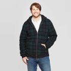 Men's Big & Tall Plaid Sherpa Faux Fur Jacket - Goodfellow & Co Black