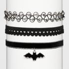 Distributed By Target Bat Charm Choker Set 3ct - Black, Women's,