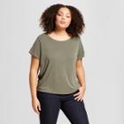 Women's Plus Size Short Sleeve Twist Back T-shirt - A New Day Olive (green)