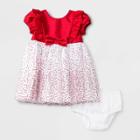 Mia & Mimi Baby Girls' Sparkle Tulle Ruffle Dress - Red/white Newborn, Girl's, Red White