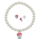 Target Children's Sterling Silver White Shell Pearl And Cz Owl Stud And Bracelet Combo Set, Girl's, Natural