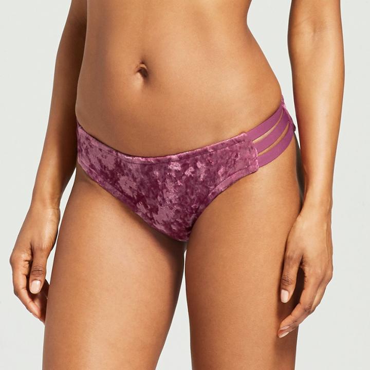Women's Velvet Strappy Hipster Bikini Bottom - Mossimo Berry