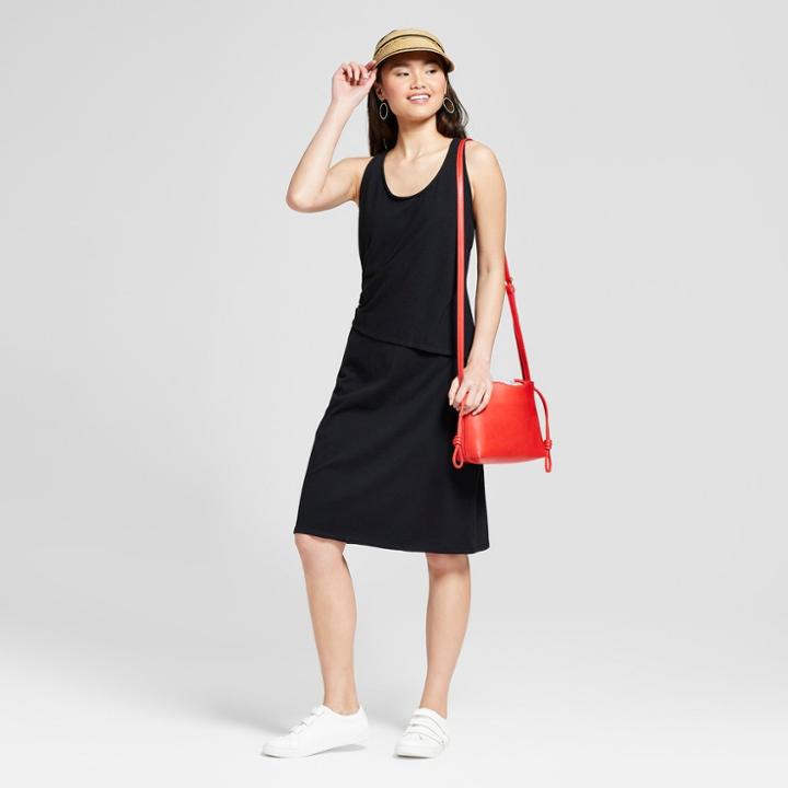 Women's Wrap Waist Knit Dress - A New Day Black