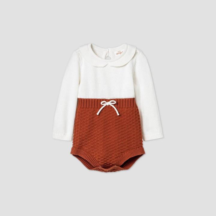 Baby Girls' Foxtail Sweater Bubble Romper - Cat & Jack Cream Newborn, Ivory