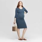 Maternity 3/4 Sleeve Midi T-shirt Dress - Isabel Maternity By Ingrid & Isabel Green Heather