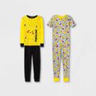 Boys' Pokemon 4pc Pajama Set - Yellow/black/gray