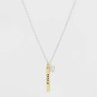 Disney Mickey Mouse Dream Bar Two Tone Necklace - Silver, Women's, Gold