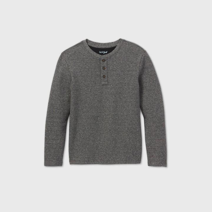Boys' Long Sleeve Henley Shirt - Cat & Jack Black