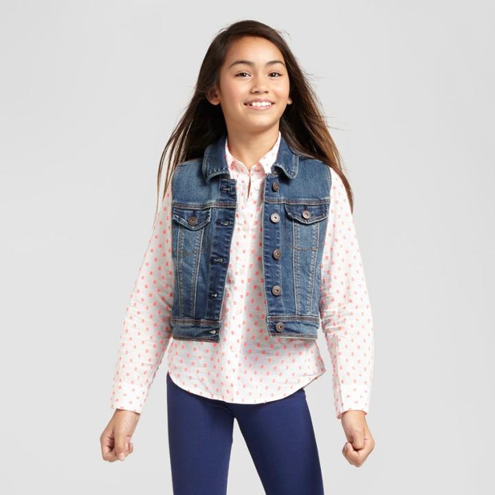 Girls' Jeans Vest - Cat & Jack Dark Vintage Wash