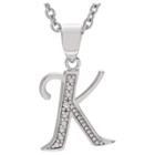 Journee Collection 1/10 Ct. T.w. Round-cut Diamond Letter Pave Set Pendant Necklace In Sterling Silver - Silver, K (18), Girl's, Silver