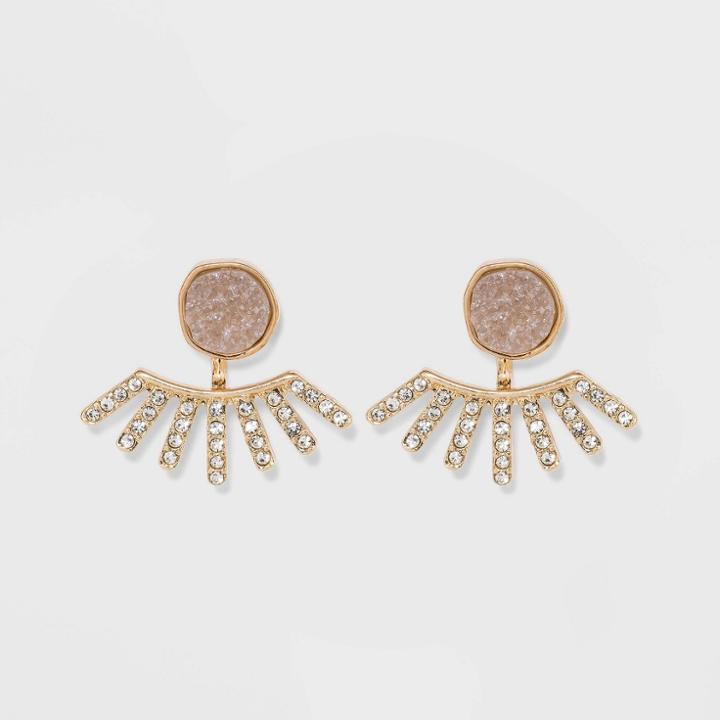 Sugarfix By Baublebar Crystal Ear Jackets With Druzy - Light Gray, Women's