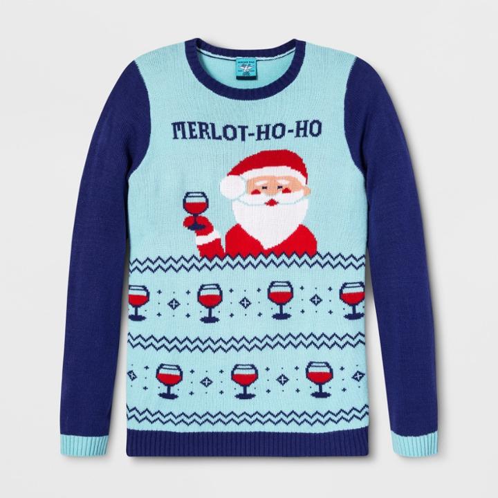 30 Watt Adult Christmas Merlothoho Santa Ugly Sweater - Norther Pole Blue L, Adult Unisex,