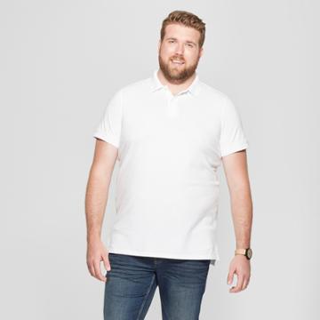Men's Big & Tall Short Sleeve Loring Polo T-shirt - Goodfellow & Co True White Opaque