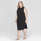 Women's Plus Size Sleeveless Crew Neck Knit Midi Dress - Prologue Black