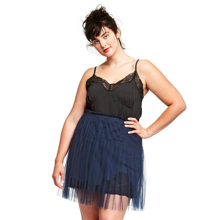 Women's Plus Size V-neck Lace Cami - Rodarte For Target Black 1x, Women's,