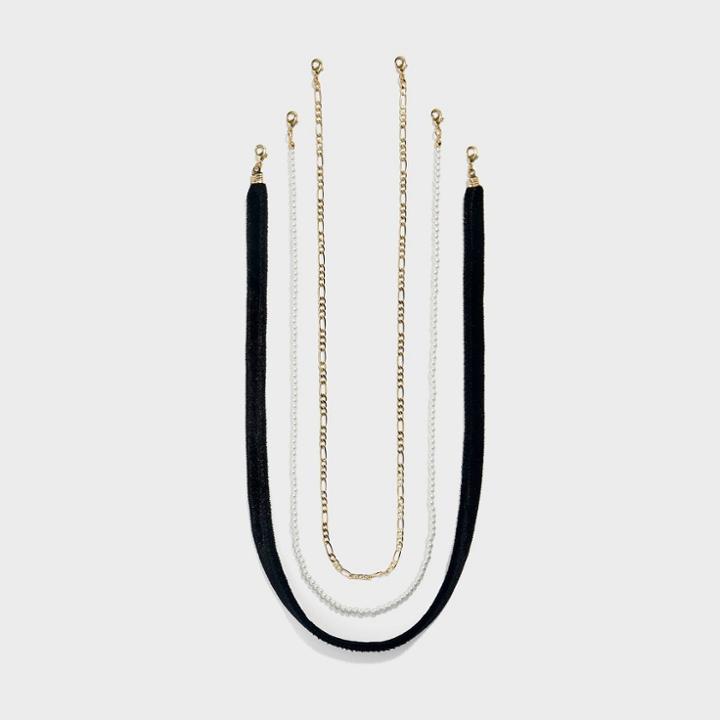 Sugarfix By Baublebar Women's 3pk Glasses Lanyard With Multifunctional Clasp - Velvet/pearl/chain One Size, White