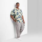 Men's Big & Tall Short Sleeve Button-down Shirt - Original Use Light Mint Green/floral Print