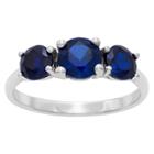Tiara 1.76 Ct. T.w. 3 Stone Created Sapphire Ring In Sterling Silver -