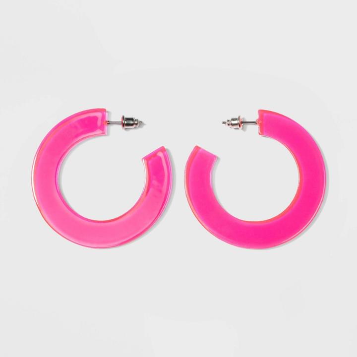 Acrylic Hoop Earrings - Wild Fable Bright Pink, Women's,