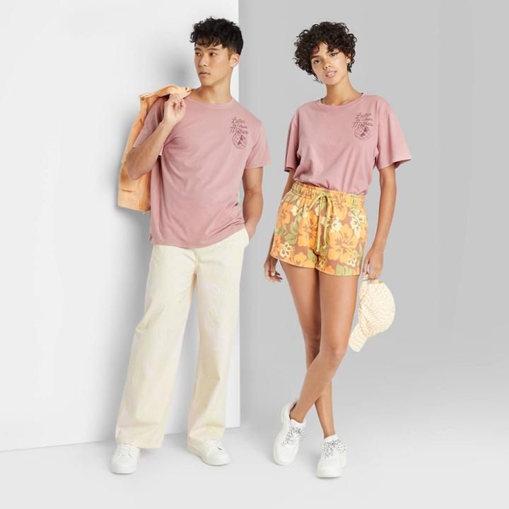 Men's Botanical Dyed Short Sleeve T-shirt - Original Use Lilac Purple/letters