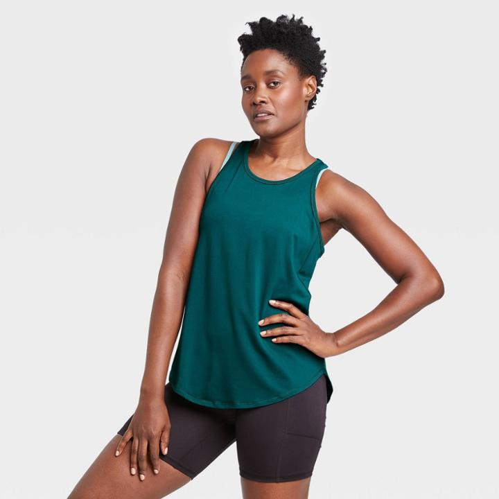 Women's Racerback Essential Tank Top - All In Motion Teal Xs, Women's, Blue