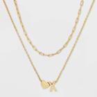 14k Gold Dipped 'x' Initial With Heart Chain Necklace - A New Day Gold