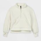 Girls' Sherpa Fleece 1/4 Zip Pullover Sweatshirt - All In Motion White