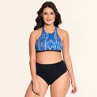 Target Women's Slimming Control High Neck Bikini Top - Beach Betty By Miracle Brands Blue