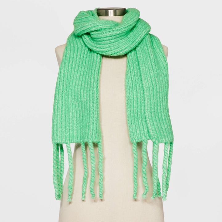 Women's Ribbed Blanket Scarf - A New Day Green