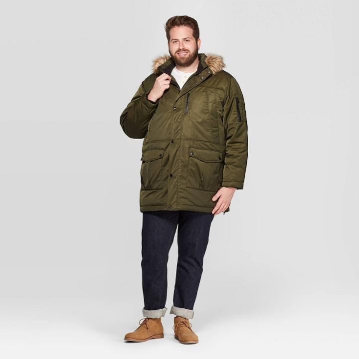 Men's Big & Tall Long Sleeve Parka Winter Coat - Goodfellow & Co French Roast