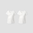 Maternity Short Sleeve V-neck Side Shirred Bundle T-shirt - Isabel Maternity By Ingrid & Isabel White