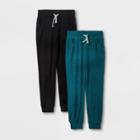 Girls' 2pk Cozy Jogger Pants - Cat & Jack Black/navy