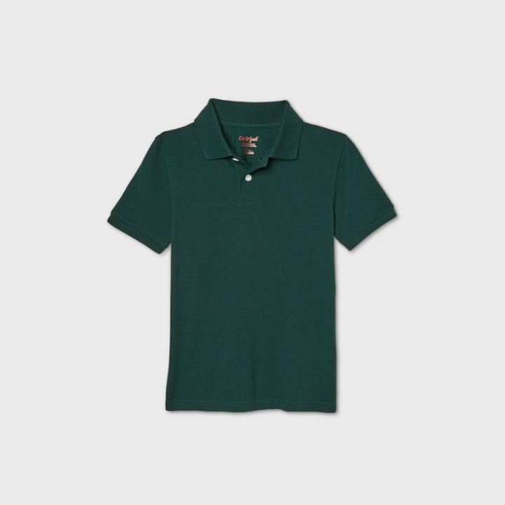 Petiteboys' Short Sleeve Stretch Pique Uniform Polo Shirt - Cat & Jack Dark Green