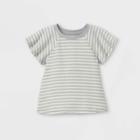 Toddler Girls' Striped Raglan Short Sleeve T-shirt - Cat & Jack Cream/gray