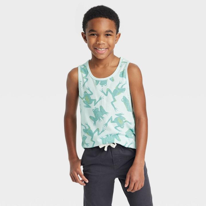 Boys' Frog Printed Tank Top - Cat & Jack Teal Blue