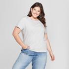 Women's Plus Size Crew Neck Short Sleeve T-shirt - Ava & Viv Light Gray Heather