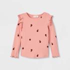 Toddler Girls' Apple Ribbed Long Sleeve Top - Cat & Jack Rose