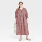 Women's Plus Size Balloon Long Sleeve Dress - Universal Thread Pink Floral