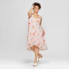 Women's Plus Size Floral Print Flutter Slip Dress - Who What Wear Pink