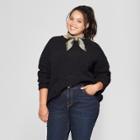 Women's Plus Size Chenille Cable Pullover Sweater - Universal Thread Black