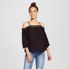 Women's Lace-trim Cold Shoulder Top - Xhilaration (juniors') Black